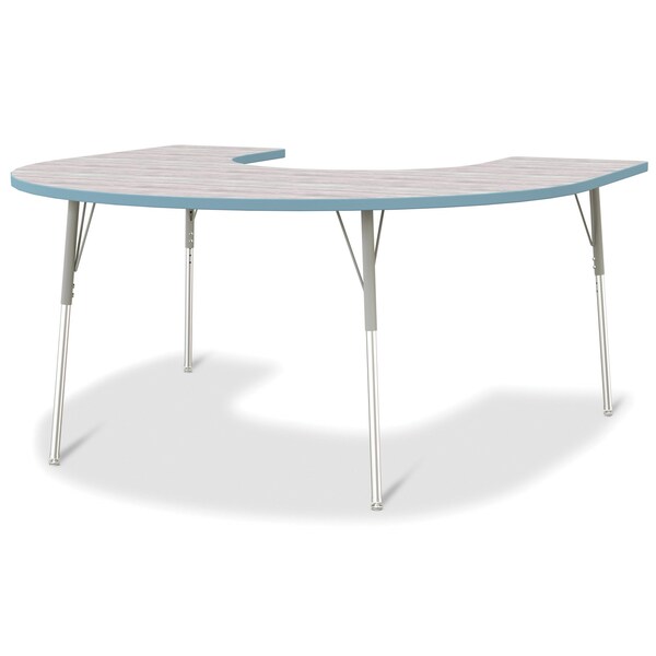 Berries Horseshoe Activity Table, 60 in. x 66 in., A-height, Driftwood Gray/Coastal Blue/Gray